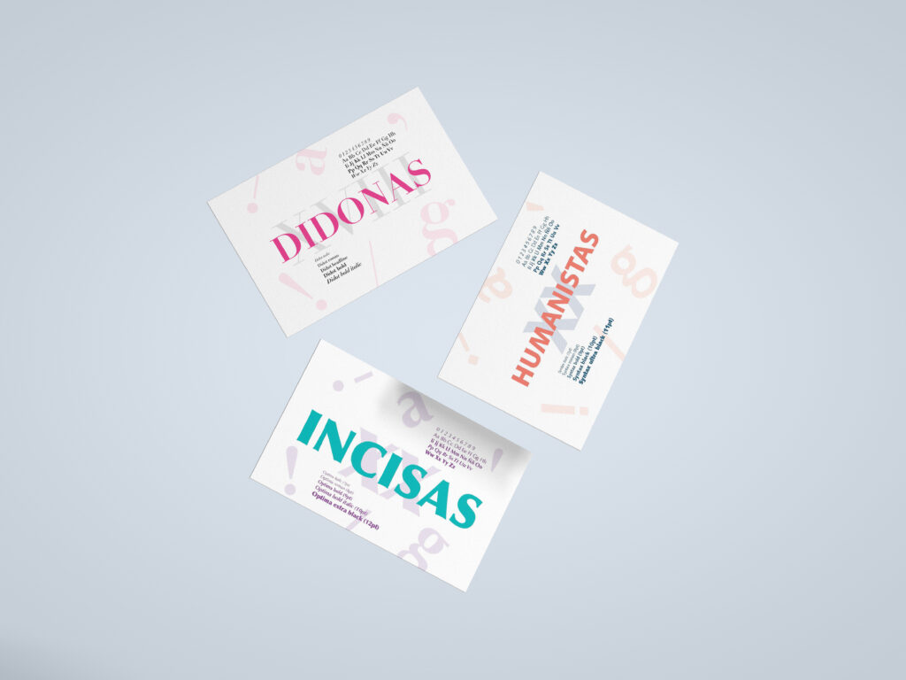 Tarjetas clasificación tipográfica